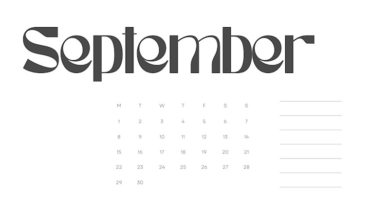 white aesthetic september 2025 calendar