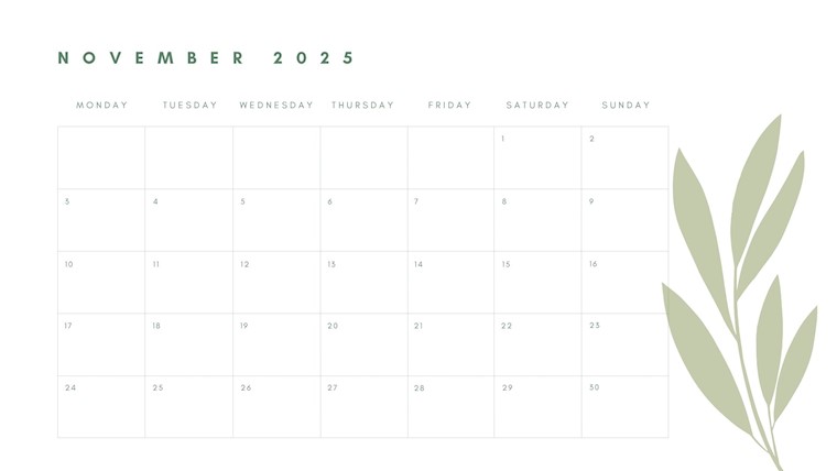 calm aesthetic november 2025 printable planner