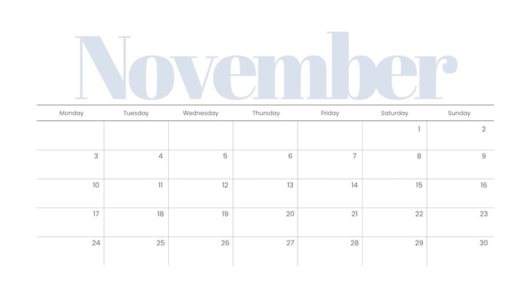 cozy aesthetic november 2025 monthly calendar