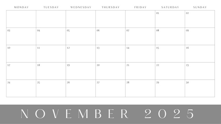 elegant minimal november 2025 planner page