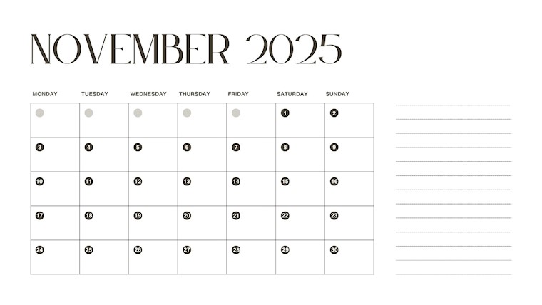 free printable november 2025 monthly calendar