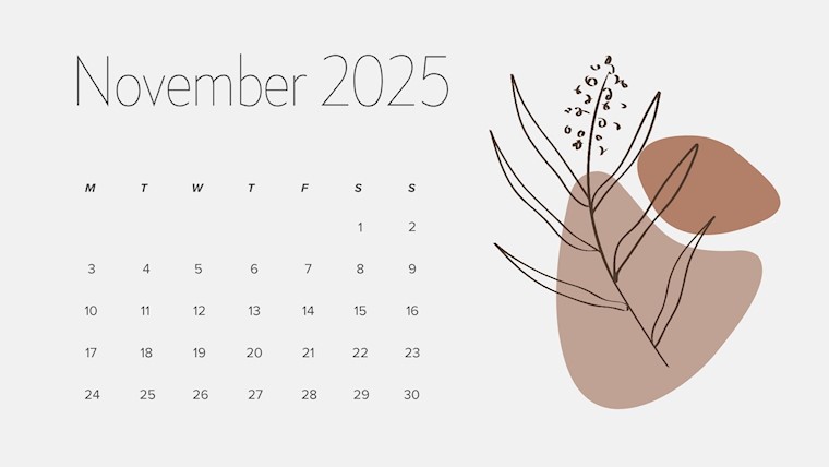 modern beige printable calendar for november