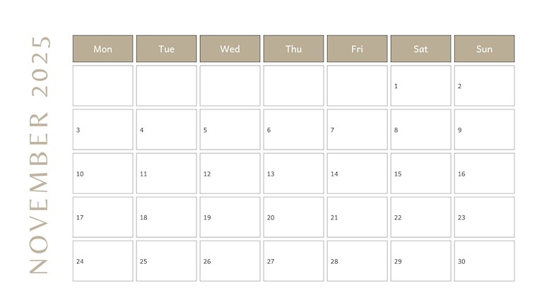 neutral tones november 2025 calendar planner