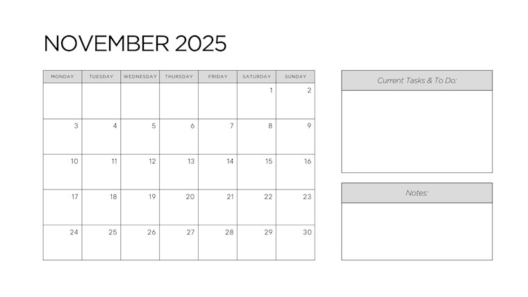 november 2025 free minimalist calendar