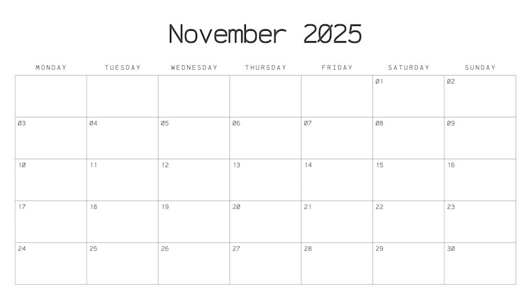 soft november 2025 calendar design