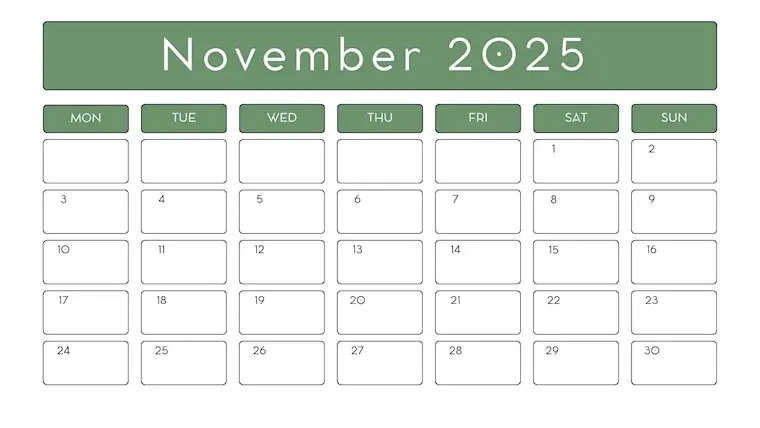 warm toned november 2025 printable planner